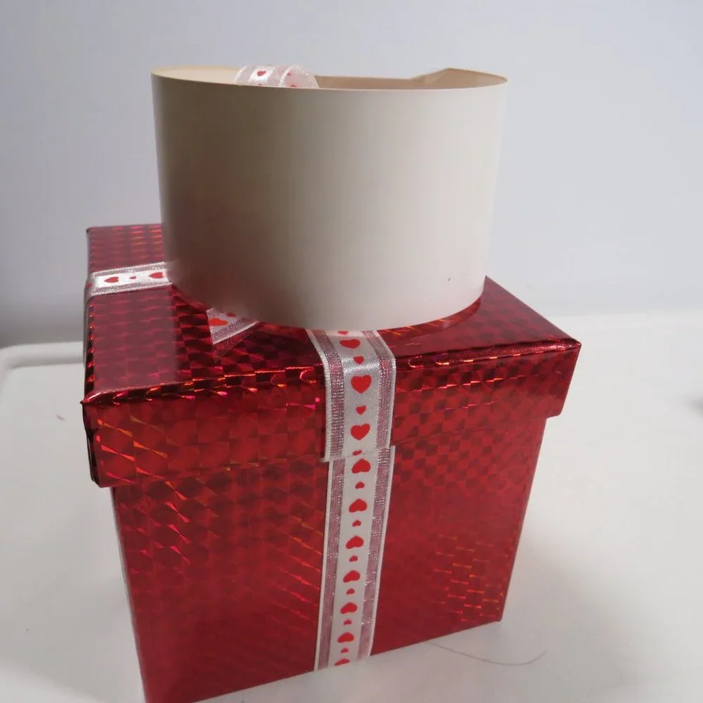 Red Holographic Gift Box, Bow, & Gift Tag (Fits most Ceramic Coffee mugs)